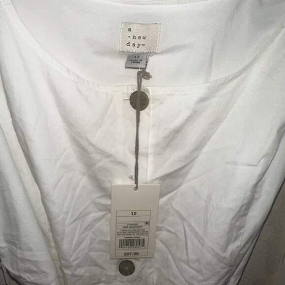 NWT a new day Button Down Dress with Tie White 12 - Picture 4 of 6